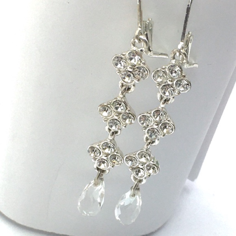 Givenchy Crystal Linear Drop Earrings - Silver - image 1